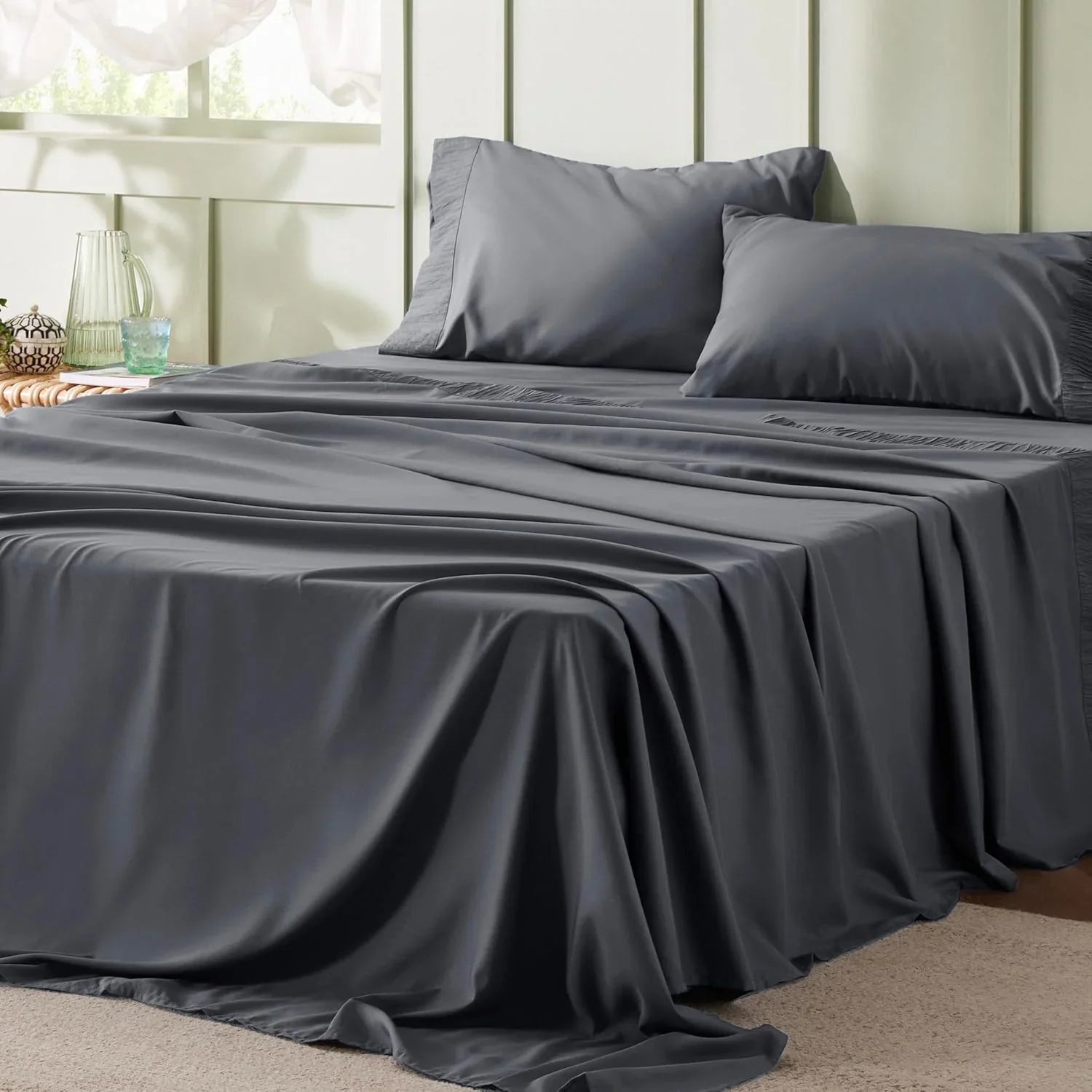 100% Cotton Bedsheet- Charcoal
