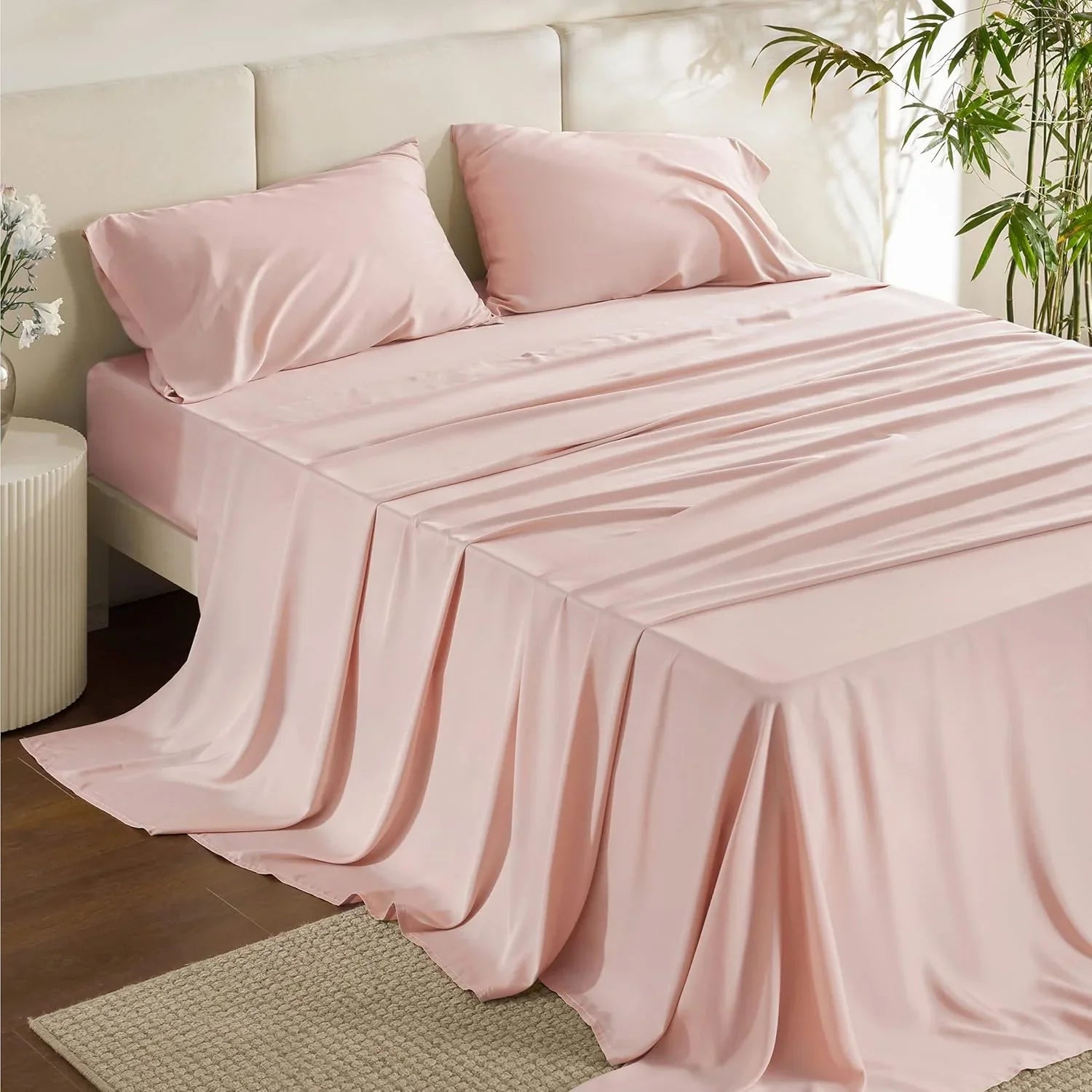 100% Cotton Bedsheet- Tea Pink