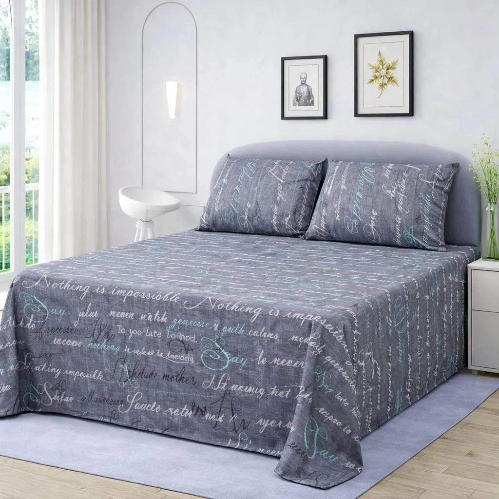 Charcoal Script Elegance Bedsheet