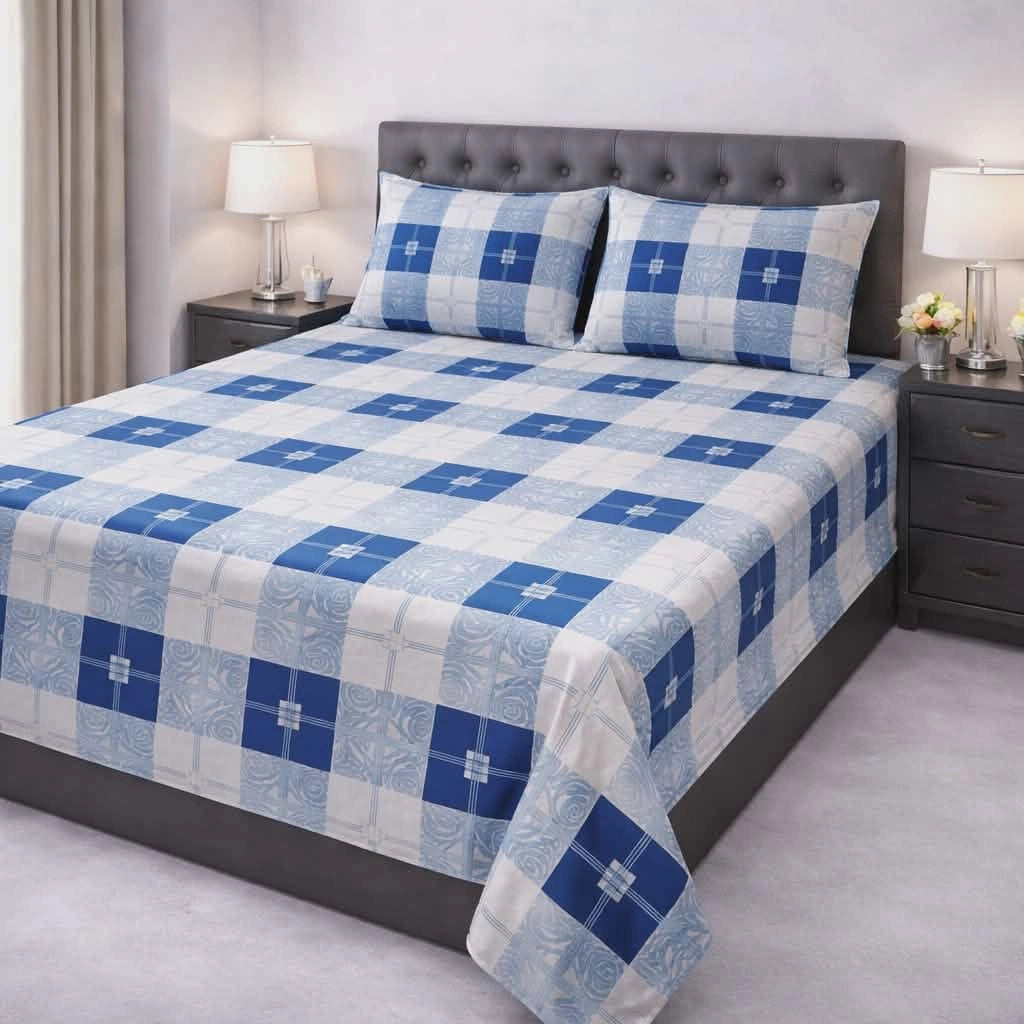 Sapphire Grid Bedsheet