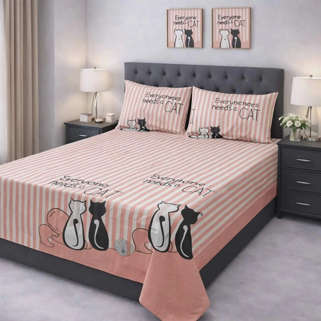 Cat Striped Bedsheet