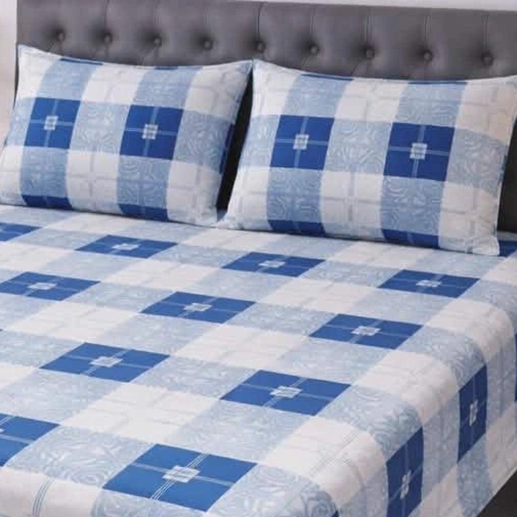 Sapphire Grid Bedsheet