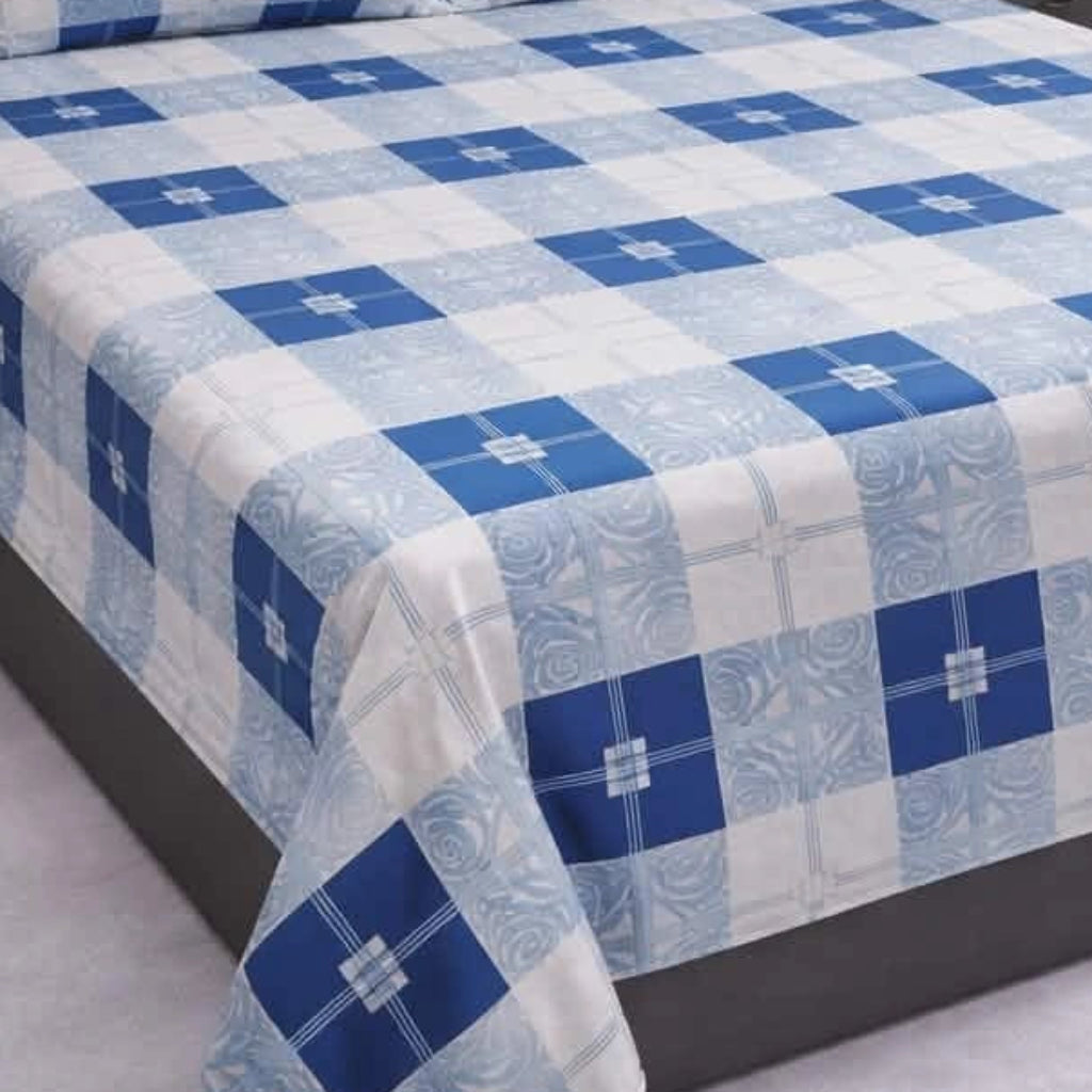 Sapphire Grid Bedsheet
