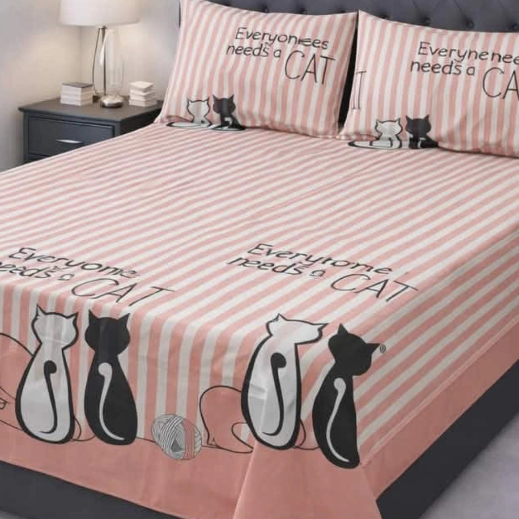 Cat Striped Bedsheet