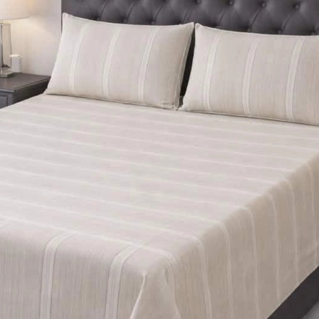 CLASSIC LINEN-TEXTURE STRIPED BEDSHEET