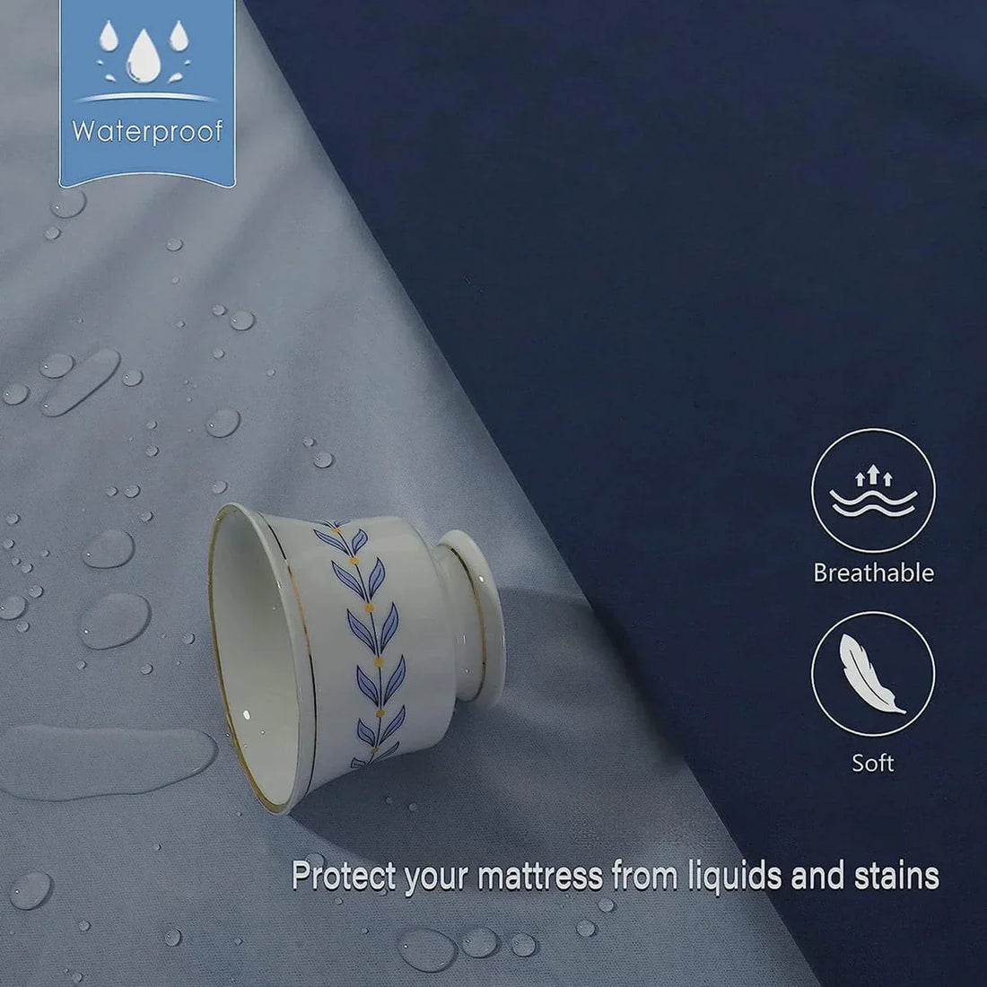 Terry Waterproof Mattress Protector- Black